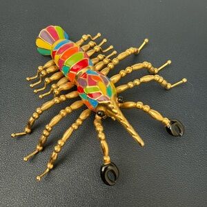 LOBSTER RAINBOW ENAMEL PASQUINI DESIGNER ROMA BROOCH PIN NEW VINTAGE